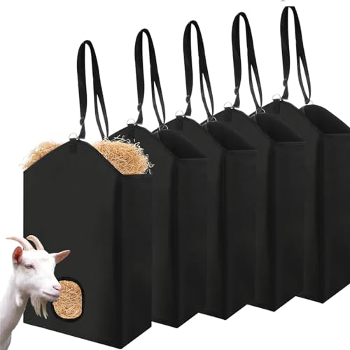 LOPYXBR Heubeutel für Pferde, langsames Füttern, 600D Oxford-Stoff, Ziegenheu Futterspender mit Metallring und verstellbarem Riemen, schwarzer Futterbeutel für langsames Füttern, offenes Futterloch LOPYXBR Heubeutel für Pferde, langsames Füttern, 600D Oxford-Stoff, Ziegenheu Futterspender mit Metallring und verstellbarem Riemen, schwarzer Futterbeutel für langsames Füttern, offenes Futterloch von LOPYXBR