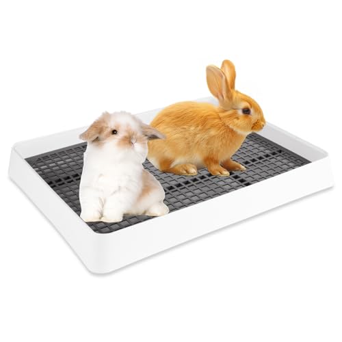 LOPYXBR Kaninchentoilette mit WC-Ablage, mittlere Hasentoilette für Kaninchen, Meerschweinchen, Katzentoilette mit Gitter, 38,1 x 30,5 x 7,6 cm, Kleintiertöpfchen für Ratten, Katze, kleine und LOPYXBR Kaninchentoilette mit WC-Ablage, mittlere Hasentoilette für Kaninchen, Meerschweinchen, Katzentoilette mit Gitter, 38,1 x 30,5 x 7,6 cm, Kleintiertöpfchen für Ratten, Katze, kleine und von LOPYXBR