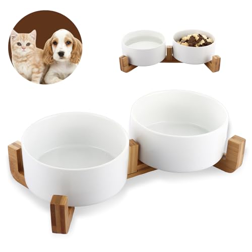 LOPYXBR Weißes erhöhtes Keramik-Hundenapf-Set, 2-teilig, Hundenäpfe mit rutschfestem Holzständer, 850 ml Hundefutter- und Wassernapf-Set LOPYXBR Weißes erhöhtes Keramik-Hundenapf-Set, 2-teilig, Hundenäpfe mit rutschfestem Holzständer, 850 ml Hundefutter- und Wassernapf-Set von LOPYXBR