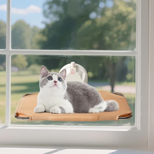 LORESJOY Katzen Fensterliege, katzenbett Fenster, Katzen Hängematte Fenster, Hängematte Katze Fenster mit Groß Saugnapf, Klappbar Fensterliegeplatz Katzenhängebett Bis zu 25kg von LORESJOY