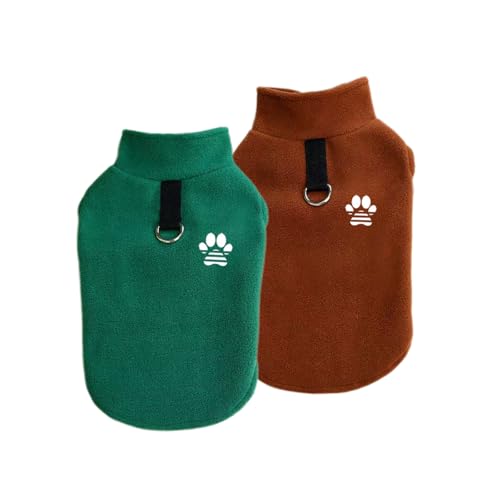 LOSHALL Hundepullover, Fleece-Weste, warmer Pullover, Fleece-Jacke mit D-Ring, für Herbst und Winter, Hundekleidung für kaltes Wetter, für Welpen und kleine Hunde, Uni, Grün, Braun, Größe M, 2 LOSHALL Hundepullover, Fleece-Weste, warmer Pullover, Fleece-Jacke mit D-Ring, für Herbst und Winter, Hundekleidung für kaltes Wetter, für Welpen und kleine Hunde, Uni, Grün, Braun, Größe M, 2 von LOSHALL