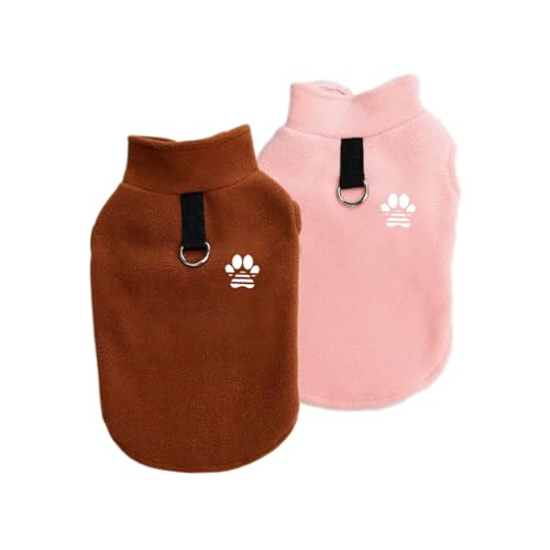 LOSHALL Hundepullover, Fleece-Weste, warmer Pullover, Fleece-Jacke mit D-Ring, für Herbst und Winter, Hundekleidung für kaltes Wetter, für Welpen und kleine Hunde, Uni, Rosa, Braun, Größe S, 2 LOSHALL Hundepullover, Fleece-Weste, warmer Pullover, Fleece-Jacke mit D-Ring, für Herbst und Winter, Hundekleidung für kaltes Wetter, für Welpen und kleine Hunde, Uni, Rosa, Braun, Größe S, 2 von LOSHALL