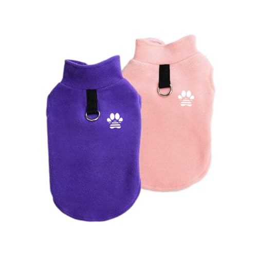 LOSHALL Hundepullover, Fleece-Weste, warmer Pullover, Fleece-Jacke mit D-Ring, für Herbst und Winter, für kaltes Wetter, für Welpen und kleine Hunde, Uni, Rosa / Lila, Größe M, 2 Stück LOSHALL Hundepullover, Fleece-Weste, warmer Pullover, Fleece-Jacke mit D-Ring, für Herbst und Winter, für kaltes Wetter, für Welpen und kleine Hunde, Uni, Rosa / Lila, Größe M, 2 Stück von LOSHALL