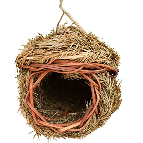 LOSOO 3 Pcs Vogelfutterhaus - Gras geflochtenes Fink-Singvogelhaus,Handgewebtes Kolibri-Nest für Baumschmuck im Freien, Gartengeschenk, natürliches Kolibri-Nest für den Außenbereich von LOSOO
