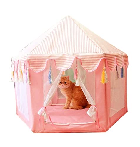 Haustierbett Hundebett Sommer Tragbare Faltbare Haustier Zelt Haustier Bett Outdoor Ndoor Zelt Für Katze Kleine Hund Welpen Zelte Katzen Nest Spielzeug Haus Katzenbett Tierbett (Color : Rosa, Size : von LOSTIS