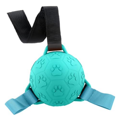 LOTUSWILD Hundeball Hundespielzeug, 9.7cm Dauerhaft Hundespielzeug Ball mit Griff, Hundeball für Große Kleine und Mittelgroße Hunde - Gummi Blau von LOTUSWILD