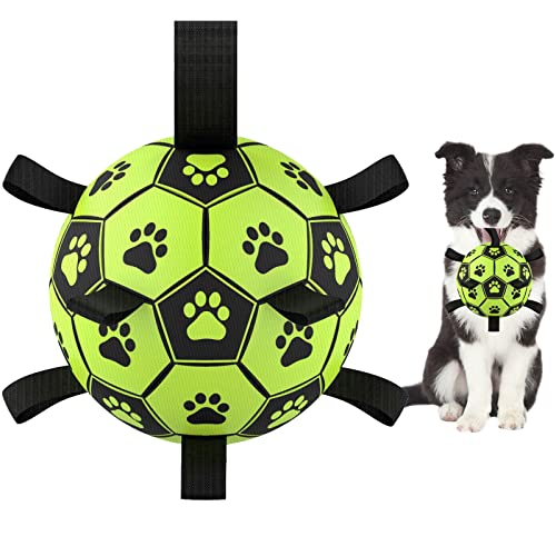 LOTUSWILD Hundespielzeug, 15cm Dauerhaft Hundespielzeug Ball mit Griff, Hundeball für Große Kleine und Mittelgroße Hunde - Grün von LOTUSWILD