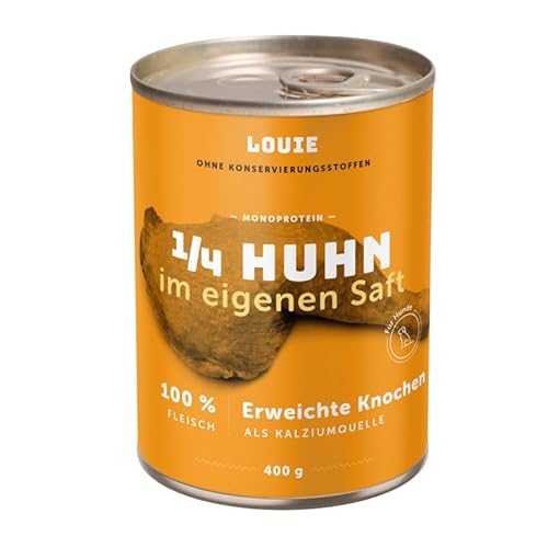 LOUIE Hunde Nassfutter 1/4 Huhn 400g – 100% natürlich Hundefutter Nass, ganze Fleischstücke mit weichen Knochen, ohne Konservierungsstoffe, hochwertige Calciumquelle LOUIE Hunde Nassfutter 1/4 Huhn 400g – 100% natürlich Hundefutter Nass, ganze Fleischstücke mit weichen Knochen, ohne Konservierungsstoffe, hochwertige Calciumquelle von LOUIE
