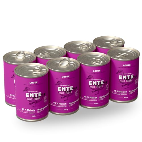 LOUIE Hunde Nassfutter Ente & Reis 8 x 400g – Hundefutter nass 100% natürliche Zutaten, 95% Entenfleisch, natürliche Calciumquelle, ohne Konservierungsstoffe, nährstoffreiches Alleinfuttermittel, EU LOUIE Hunde Nassfutter Ente & Reis 8 x 400g – Hundefutter nass 100% natürliche Zutaten, 95% Entenfleisch, natürliche Calciumquelle, ohne Konservierungsstoffe, nährstoffreiches Alleinfuttermittel, EU von LOUIE