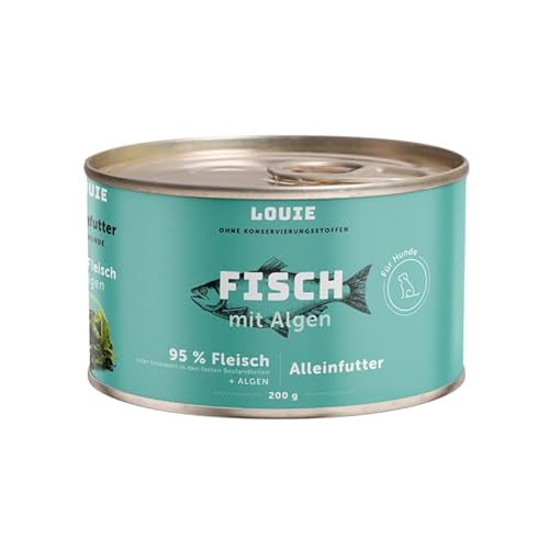 LOUIE Hunde Nassfutter Fisch & Algen 200g – Komplettfutter mit 95% Fisch, natürliche Calciumquelle, ohne Konservierungsstoffe, 100% natürlich, reich an Vitaminen & Mineralstoffen, EU LOUIE Hunde Nassfutter Fisch & Algen 200g – Komplettfutter mit 95% Fisch, natürliche Calciumquelle, ohne Konservierungsstoffe, 100% natürlich, reich an Vitaminen & Mineralstoffen, EU von LOUIE