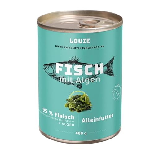 LOUIE Hunde Nassfutter Fisch & Algen 400g – Komplettfutter mit 95% Fisch, natürliche Calciumquelle, ohne Konservierungsstoffe, 100% natürlich, reich an Vitaminen & Mineralstoffen, EU LOUIE Hunde Nassfutter Fisch & Algen 400g – Komplettfutter mit 95% Fisch, natürliche Calciumquelle, ohne Konservierungsstoffe, 100% natürlich, reich an Vitaminen & Mineralstoffen, EU von LOUIE