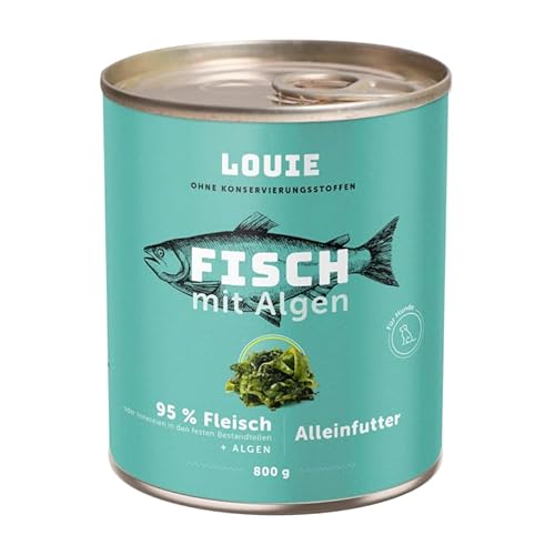 LOUIE Hunde Nassfutter Fisch & Algen 800g – Komplettfutter mit 95% Fisch, natürliche Calciumquelle, ohne Konservierungsstoffe, 100% natürlich, reich an Vitaminen & Mineralstoffen, EU LOUIE Hunde Nassfutter Fisch & Algen 800g – Komplettfutter mit 95% Fisch, natürliche Calciumquelle, ohne Konservierungsstoffe, 100% natürlich, reich an Vitaminen & Mineralstoffen, EU von LOUIE