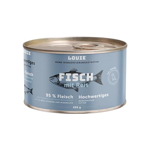 LOUIE Hunde Nassfutter Fisch & Reis 200g – 100% natürlich Hundefutter nass, 95% Fisch, natürliche Calciumquelle, ohne Konservierungsstoffe, nährstoffreiches Alleinfuttermittel, EU LOUIE Hunde Nassfutter Fisch & Reis 200g – 100% natürlich Hundefutter nass, 95% Fisch, natürliche Calciumquelle, ohne Konservierungsstoffe, nährstoffreiches Alleinfuttermittel, EU von LOUIE