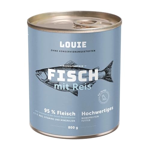 LOUIE Hunde Nassfutter Fisch & Reis 800g – 100% natürlich Hundefutter nass, 95% Fisch, natürliche Calciumquelle, ohne Konservierungsstoffe, nährstoffreiches Alleinfuttermittel, EU LOUIE Hunde Nassfutter Fisch & Reis 800g – 100% natürlich Hundefutter nass, 95% Fisch, natürliche Calciumquelle, ohne Konservierungsstoffe, nährstoffreiches Alleinfuttermittel, EU von LOUIE