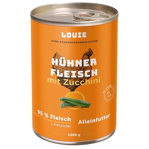 LOUIE Hunde Nassfutter Huhn & Zucchini 1200g – 100% natürlich, 95% Hühnerfleisch, ohne Konservierungsstoffe, natürliche Calciumquelle, Alleinfuttermittel, nährstoffreich, EU LOUIE Hunde Nassfutter Huhn & Zucchini 1200g – 100% natürlich, 95% Hühnerfleisch, ohne Konservierungsstoffe, natürliche Calciumquelle, Alleinfuttermittel, nährstoffreich, EU von LOUIE