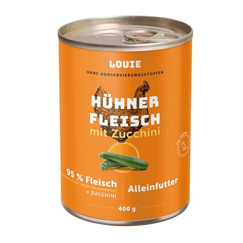 LOUIE Hunde Nassfutter Huhn & Zucchini 400g – 100% natürlich, 95% Hühnerfleisch, ohne Konservierungsstoffe, natürliche Calciumquelle, Alleinfuttermittel, nährstoffreich, EU LOUIE Hunde Nassfutter Huhn & Zucchini 400g – 100% natürlich, 95% Hühnerfleisch, ohne Konservierungsstoffe, natürliche Calciumquelle, Alleinfuttermittel, nährstoffreich, EU von LOUIE