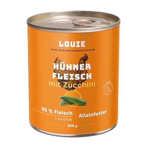 LOUIE Hunde Nassfutter Huhn & Zucchini 800g – 100% natürlich, 95% Hühnerfleisch, ohne Konservierungsstoffe, natürliche Calciumquelle, Alleinfuttermittel, nährstoffreich, EU LOUIE Hunde Nassfutter Huhn & Zucchini 800g – 100% natürlich, 95% Hühnerfleisch, ohne Konservierungsstoffe, natürliche Calciumquelle, Alleinfuttermittel, nährstoffreich, EU von LOUIE