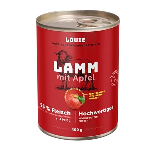LOUIE Hunde Nassfutter Lamm & Apfel 400g – Komplettfutter mit 95% Lammfleisch, natürliche Calciumquelle, 100% natürlich, ohne Konservierungsstoffe, nährstoffreich LOUIE Hunde Nassfutter Lamm & Apfel 400g – Komplettfutter mit 95% Lammfleisch, natürliche Calciumquelle, 100% natürlich, ohne Konservierungsstoffe, nährstoffreich von LOUIE