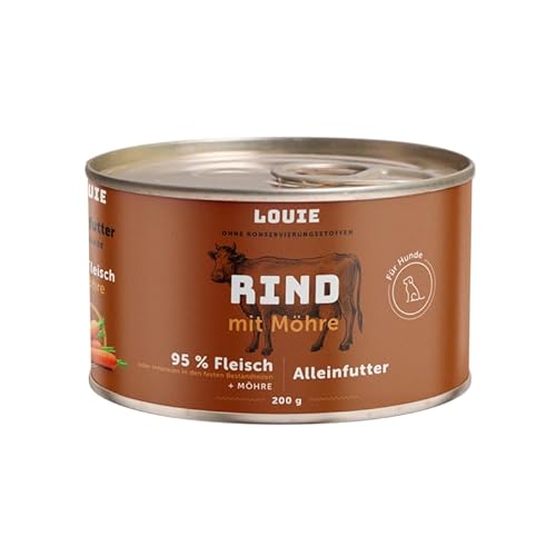 LOUIE Hunde Nassfutter Rind & Möhre 200g – 100% natürliche Inhaltsstoffe, ohne Konservierungsstoffe, Alleinfuttermittel mit 95% Rindfleisch, Calcium & Phosphor – Vollwertige Hundeernährung, EU LOUIE Hunde Nassfutter Rind & Möhre 200g – 100% natürliche Inhaltsstoffe, ohne Konservierungsstoffe, Alleinfuttermittel mit 95% Rindfleisch, Calcium & Phosphor – Vollwertige Hundeernährung, EU von LOUIE