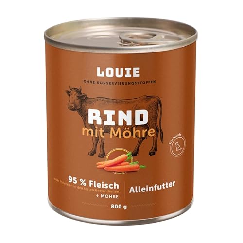 LOUIE Hunde Nassfutter Rind & Möhre 800g – 100% natürliche Inhaltsstoffe, ohne Konservierungsstoffe, Alleinfuttermittel mit 95% Rindfleisch, Calcium & Phosphor – Vollwertige Hundeernährung, EU LOUIE Hunde Nassfutter Rind & Möhre 800g – 100% natürliche Inhaltsstoffe, ohne Konservierungsstoffe, Alleinfuttermittel mit 95% Rindfleisch, Calcium & Phosphor – Vollwertige Hundeernährung, EU von LOUIE