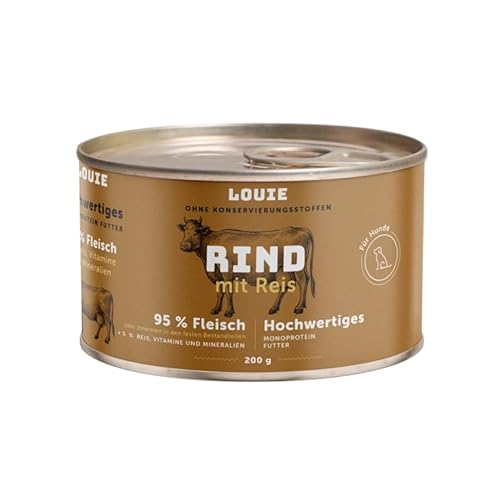 LOUIE Hunde Nassfutter Rind & Reis 200g – 100% natürlich, 95% Rindfleisch, ohne Konservierungsstoffe, Hundefutter nass natürliche Calciumquelle, Alleinfuttermittel, reich an Vitaminen, EU LOUIE Hunde Nassfutter Rind & Reis 200g – 100% natürlich, 95% Rindfleisch, ohne Konservierungsstoffe, Hundefutter nass natürliche Calciumquelle, Alleinfuttermittel, reich an Vitaminen, EU von LOUIE