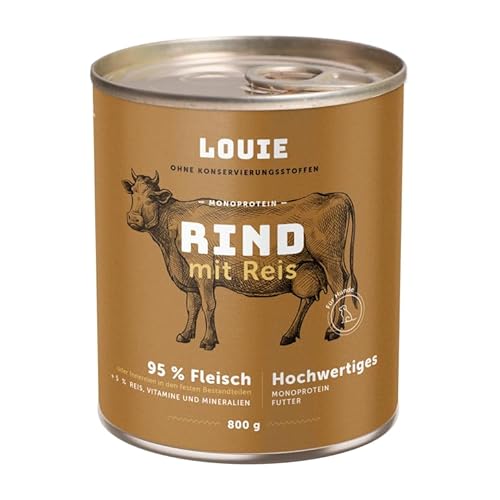 LOUIE Hunde Nassfutter Rind & Reis 800g – 100% natürlich, 95% Rindfleisch, ohne Konservierungsstoffe, Hundefutter nass natürliche Calciumquelle, Alleinfuttermittel, reich an Vitaminen, EU LOUIE Hunde Nassfutter Rind & Reis 800g – 100% natürlich, 95% Rindfleisch, ohne Konservierungsstoffe, Hundefutter nass natürliche Calciumquelle, Alleinfuttermittel, reich an Vitaminen, EU von LOUIE