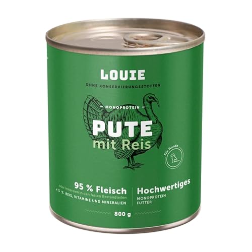 LOUIE Hunde Nassfutter Truthahn & Reis 200g – 100% natürliche Zutaten Hundefutter nass, 95% Truthahnfleisch, natürliche Calciumquelle, ohne Konservierungsstoffe, Alleinfuttermittel, EU LOUIE Hunde Nassfutter Truthahn & Reis 200g – 100% natürliche Zutaten Hundefutter nass, 95% Truthahnfleisch, natürliche Calciumquelle, ohne Konservierungsstoffe, Alleinfuttermittel, EU von LOUIE