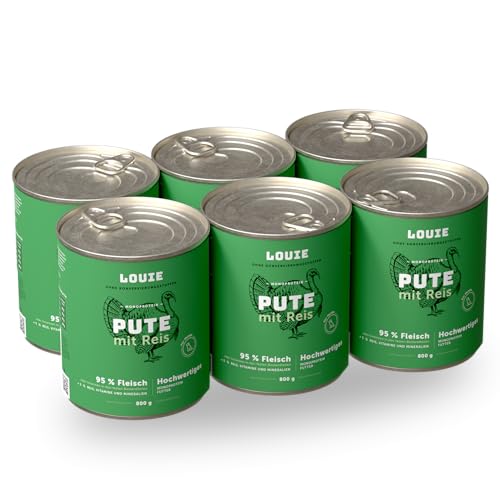 LOUIE Hunde Nassfutter Truthahn & Reis 6 x 800g – 100% natürliche Zutaten Hundefutter nass, 95% Truthahnfleisch, natürliche Calciumquelle, ohne Konservierungsstoffe, Alleinfuttermittel, EU LOUIE Hunde Nassfutter Truthahn & Reis 6 x 800g – 100% natürliche Zutaten Hundefutter nass, 95% Truthahnfleisch, natürliche Calciumquelle, ohne Konservierungsstoffe, Alleinfuttermittel, EU von LOUIE