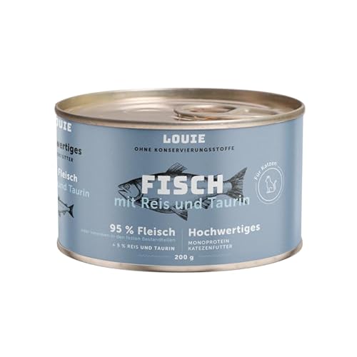 LOUIE Katzenfutter Fisch mit Reis & Taurin - 200 g, 95% Fisch, Natürliches Katze Nassfutter ohne Zusatzstoffe, Vitamine & Mineralien, Unterstützt Herz, Augen & Verdauung LOUIE Katzenfutter Fisch mit Reis & Taurin - 200 g, 95% Fisch, Natürliches Katze Nassfutter ohne Zusatzstoffe, Vitamine & Mineralien, Unterstützt Herz, Augen & Verdauung von LOUIE