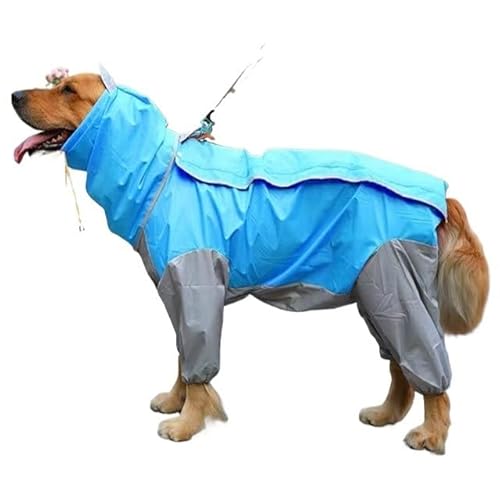 LOUPKC Regenmantel for große Hunde, Kleidung for Welpen, mittelgroße Hunde, wasserdicht, mit vier Ecken, Kapuzenjacke, Poncho, Haustier-Regenmantel(5,30) von LOUPKC