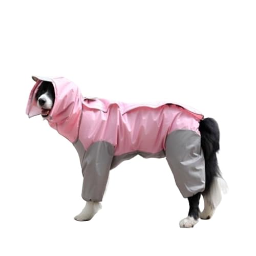 LOUPKC Regenmantel for große Hunde, Kleidung for Welpen, mittelgroße Hunde, wasserdicht, mit vier Ecken, Kapuzenjacke, Poncho, Haustier-Regenmantel(7,30) von LOUPKC