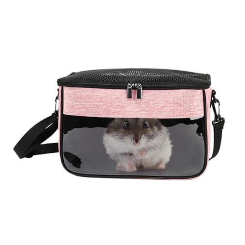 MING SHAN Transportbox for kleine Haustiere, Hamster, leicht, Papageienkäfig, tragbar, Kaninchen, Frettchen, Rucksack, Tasche, Nest for Kleintiere, Haustierzubehör(Pink,M) von LOUPKC