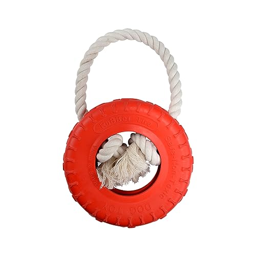 LOVE STORY Spielzeug Reifen Gummi auf Seil D19 x H30 cm rot von LOVE STORY
