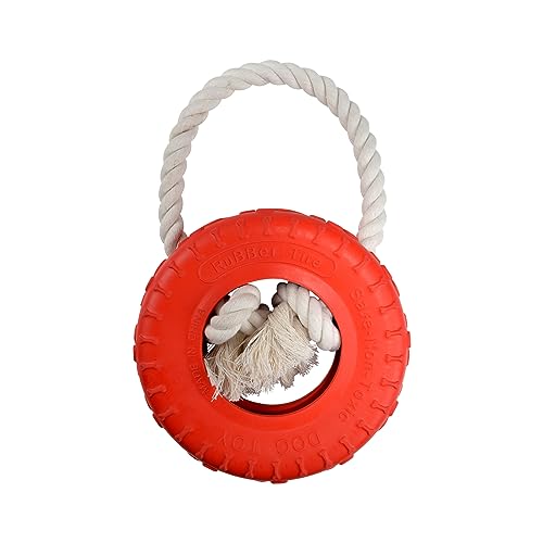 Love Story, Spielzeug Reifen Gummi auf Seil D19 x H30 cm Rot von Love Story