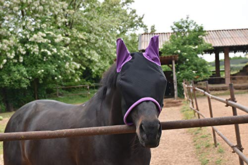 LOVEHORSES Fliegenschutz fürs Pferd – Made in Italy - Netz Standard 100 by Oeko-TEX® Zertifiziert - Widerstandsfähig – Farbige Ohren (Large/Full, Violett) von LOVEHORSES