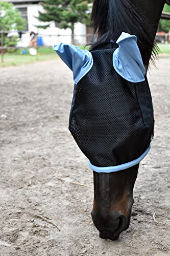 LOVEHORSES - FLYWING ist der perfekte Insektenschutz für Pferde im Paddock. – Made in Italy - Standard 100 by Oeko-TEX® Zertifiziert - Widerstandsfähig – Farbige Ohren (XLarge/XFULL, Hellblau) von LOVEHORSES