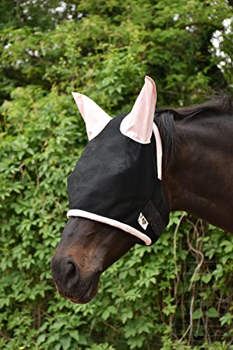 LOVEHORSES Fliegenschutz fürs Pferd – Made in Italy - Netz Standard 100 by Oeko-TEX® Zertifiziert - Widerstandsfähig – Farbige Ohren (MEDIUM/COB, HELLROT) von LOVEHORSES