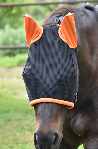 LOVEHORSES Fliegenschutz fürs Pferd – Made in Italy - Netz Standard 100 by Oeko-TEX® Zertifiziert - Widerstandsfähig – Farbige Ohren (MEDIUM/COB, Orange) von LOVEHORSES