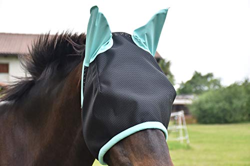 LOVEHORSES Fliegenschutz fürs Pferd – Made in Italy - Netz Standard 100 by Oeko-TEX® Zertifiziert - Widerstandsfähig – Farbige Ohren (XLarge/XFULL, Hellgrün) von LOVEHORSES