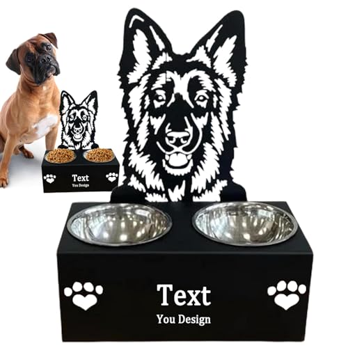 Futternapf für Hunde, Futternäpfe für Hunde, abnehmbarer Futternapfständer aus Edelstahl, lustige schwarze Hundenäpfe für Hunde, tragbare Futternäpfe zum Füttern von Hunden und von LOVEMETOO