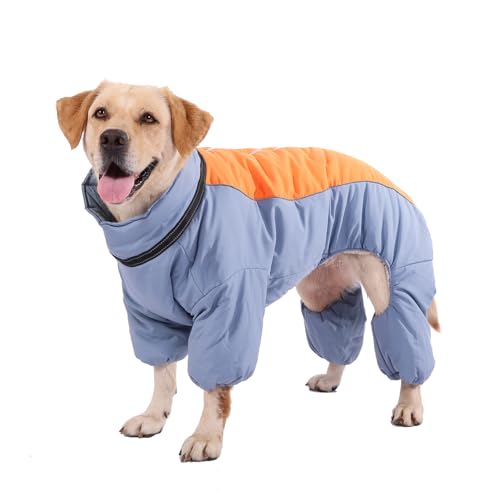 Dicker Ganzkörpermantel für Hunde, mit Reißverschluss und Fleece-Futter, winddichter Overall für den Außenbereich, mit Ring für die Leine, reflektierende Jacken, HazeBlue, Größe 12 Dicker Ganzkörpermantel für Hunde, mit Reißverschluss und Fleece-Futter, winddichter Overall für den Außenbereich, mit Ring für die Leine, reflektierende Jacken, HazeBlue, Größe 12 von LOVINFURBABY