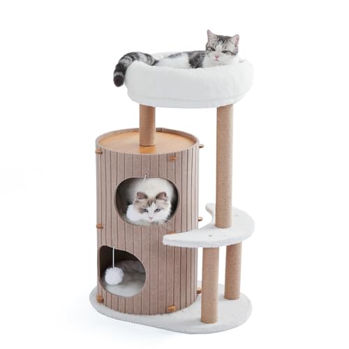 Katzenbaum Turm mit 2-stöckiger großer Filz-Katzenbetthöhle, gemütlicher Katzentunnel, mit waschbaren Kissen, 93 cm Katzenbaum Turm mit 2-stöckiger großer Filz-Katzenbetthöhle, gemütlicher Katzentunnel, mit waschbaren Kissen, 93 cm von LOVINFURBABY