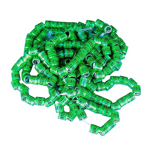LOVIVER 100 Stück Taubenfußbänder, Taubenbeinringe, langlebig, Vogel 2024, leicht, tragbar, nummeriert, 8 mm, für Küken, Turteltauben, Wachteln, Zwergfinken, Hellgrün von LOVIVER