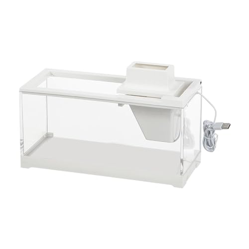 LOVIVER Aquarium-Aquarium mit Wasserfilter, Mini-leise Luftpumpe, transparentes Aquarium-Aquarium, Fischschale, weiß, für Büro-Reptilien, kleine Fische, mit Pumpe und Licht von LOVIVER