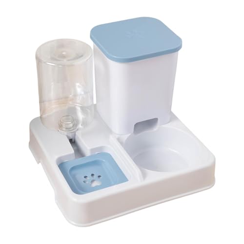 LOVIVER Automatische PET -Feeder abnehmbare Glatte Oberfläche Anti -Umkippen leicht zu säubern 2 in 1 Feeder- und Wasserer -Doppelschüssel, Blau Weiss von LOVIVER