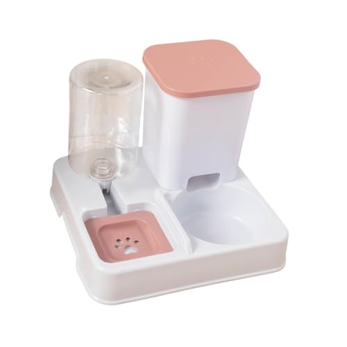 LOVIVER Automatische PET -Feeder abnehmbare Glatte Oberfläche Anti -Umkippen leicht zu säubern 2 in 1 Feeder- und Wasserer -Doppelschüssel, Rosa Weiß von LOVIVER
