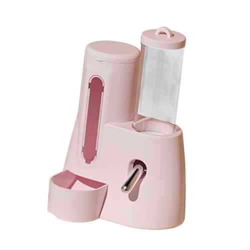LOVIVER Automatischer Hamster -Feeder -Lebensmittelspender mit Wasserflasche Nicht -Slip -Lebensmittelbehälter für kleine Tiere Chinchillas Hedgehog, Rosa, 125 Ml von LOVIVER