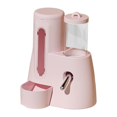 LOVIVER Automatischer Hamster -Feeder -Lebensmittelspender mit Wasserflasche Nicht -Slip -Lebensmittelbehälter für kleine Tiere Chinchillas Hedgehog, Rosa, 80 Ml von LOVIVER