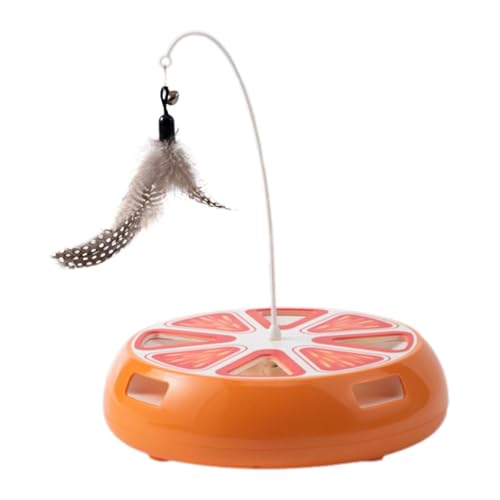 LOVIVER Automatisches Teaser Interaktives Katzenspielzeug, Lustige Übung für Die Interaktion von Hauskatzen Im Freien, Haustierbedarf mit Feder Bewegungsspiel, Orange von LOVIVER