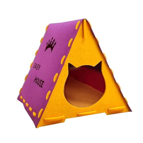 LOVIVER Cat House Scratch Resistance Cat Supplies Innengebrauch (einfach) eingeschlossener Hideaway 16.93inchx15.75inchx15.75inch, Lila von LOVIVER